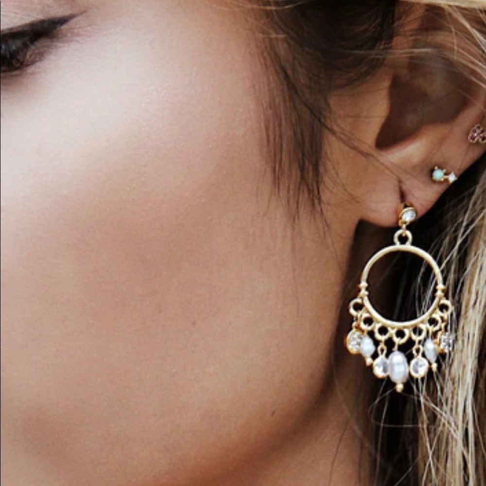 Ettika These Moments Pearl 18k Gold Plated Dangle Earring